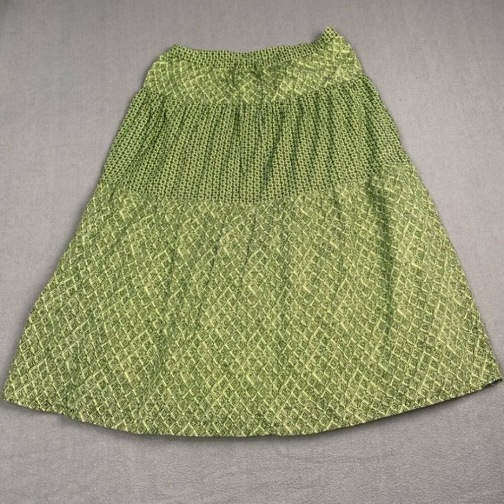 J. Jill Maxi Skirt Women's Size S‎ Green Floral Boho Hippie Tiered Cottagecore